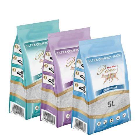 Pisici - COMBOPACK Așternut Igienic pentru Pisică, MIAU MIAU Pure Bentonită, Lavandă, Săpun Marseille și Clasic, 3x5L