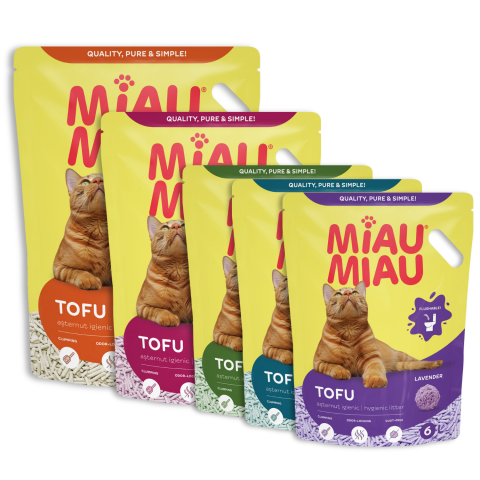 Așternut Igienic Pisici - COMBOPACK Așternut Igienic pentru Pisică, MIAU MIAU Tofu, Toate Sortimentele, 43L