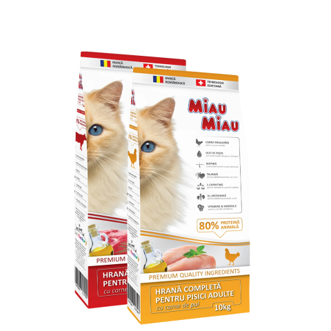 Pisici - COMBOPACK Hrană Uscată Pisică Adult, MIAU MIAU, Pui și Vită, 2x10kg