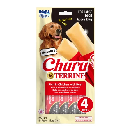 Cremoase - Recompense pentru Câine Adult, CHURU Terrine, Talie Mare, Pui și Vită, 4x54g