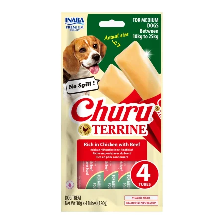 Cremoase - Recompense pentru Câine Adult, CHURU Terrine, Talie Medie, Pui și Vită, 4x30g