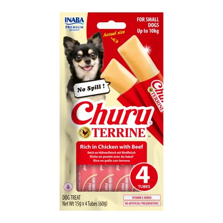 Cremoase - Recompense pentru Câine Adult, CHURU Terrine, Talie Mică, Pui și Vită, 4x15g