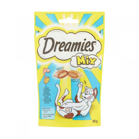 Recompense Pisici DREAMIES Mix Somon si Branza 60g