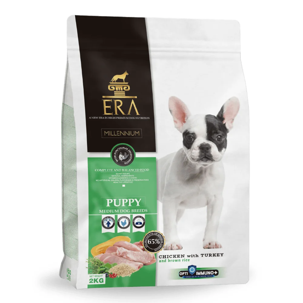 ERA Millennium Puppy Medium Pui și Curcan, hrană uscată câine, 2kg [0]
