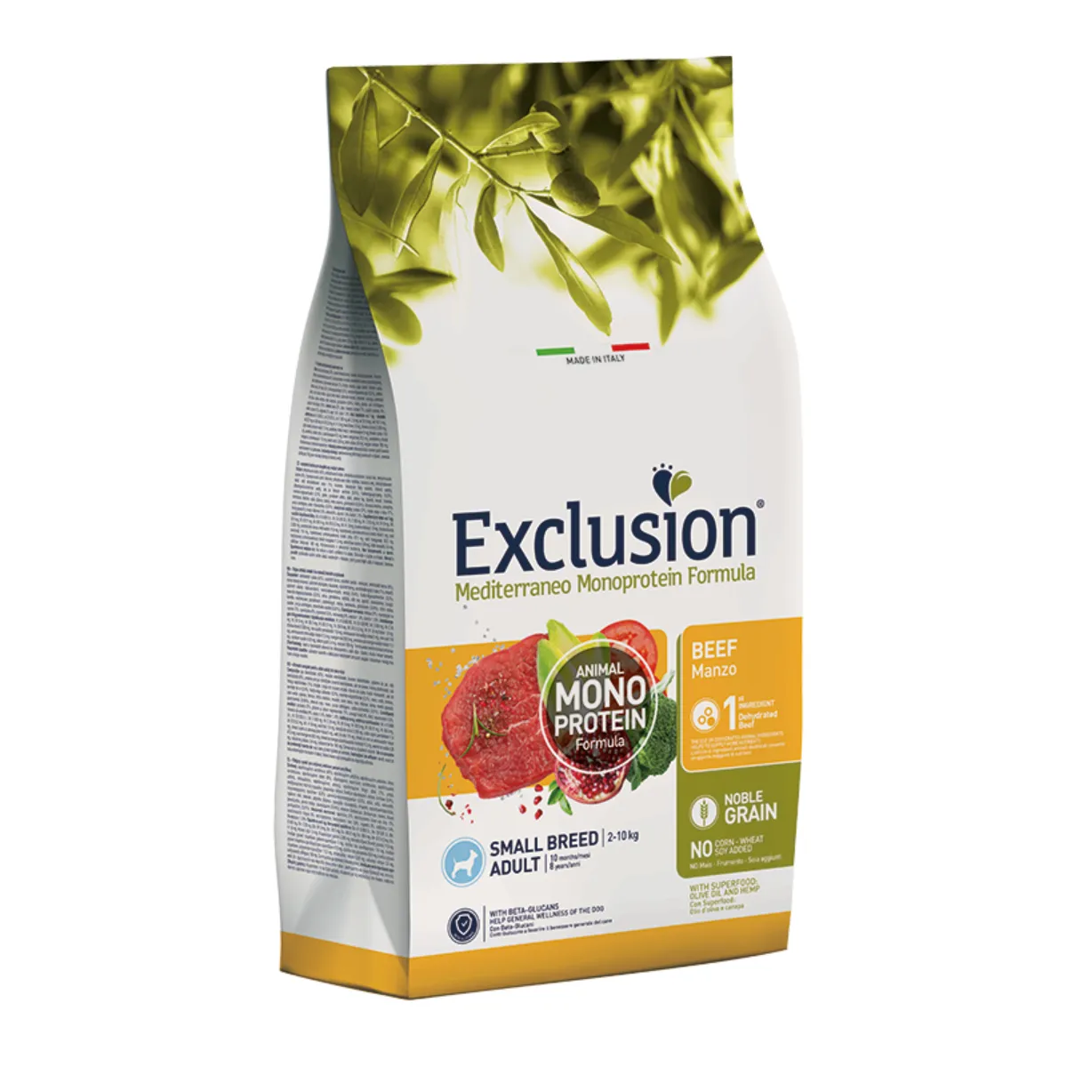 Câini - Hrană Uscată Câine Adult, EXCLUSION Mediterraneo, Monoproteică, Talie Mică, Vită, 2kg