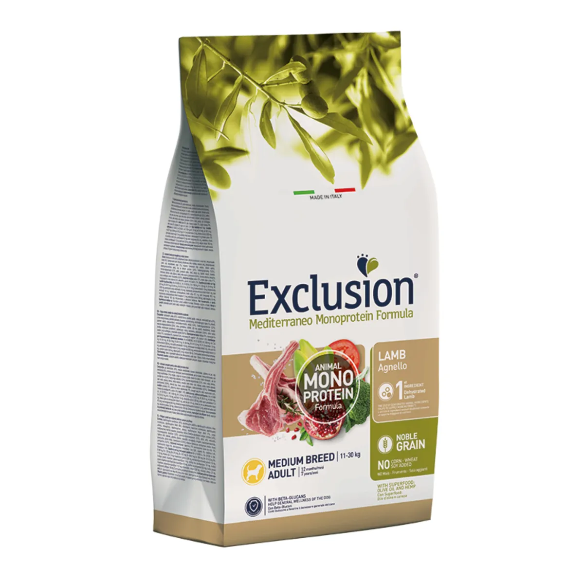 Câini - Hrană Uscată Câine Adult, EXCLUSION Mediterraneo, Monoproteică, Talie Medie, Miel, 12kg