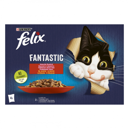 Pisici - Felix Fantastic Hrana Umeda Pisica Adult Vita Si Pui In Aspic 4x85g