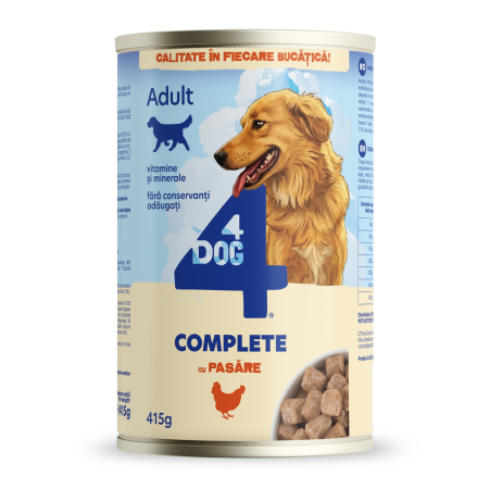 Câini - Hrană Umedă Câine Adult, 4DOG, Pui, Conservă, 415g