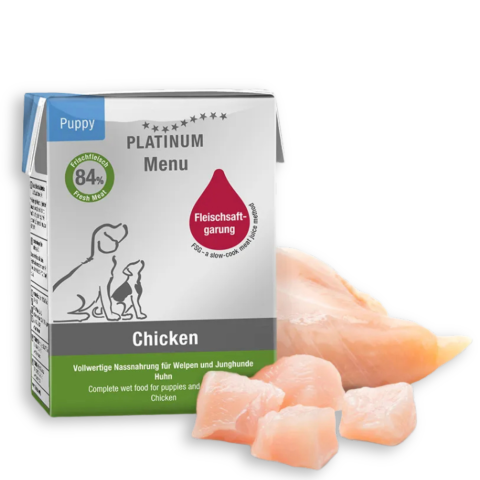 Hrană Umedă Câine Junior, PLATINUM Menu, Pui, 185g