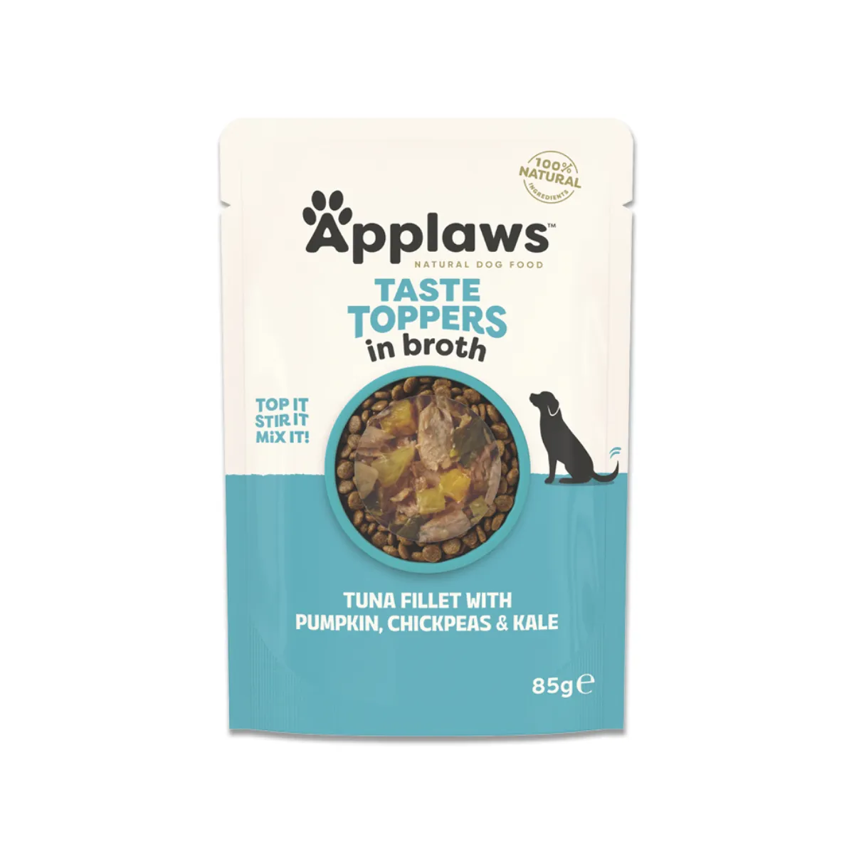 Hrană Umedă Câine Adult, APPLAWS Toppers, Ton și Vegetale în Supă, 85g