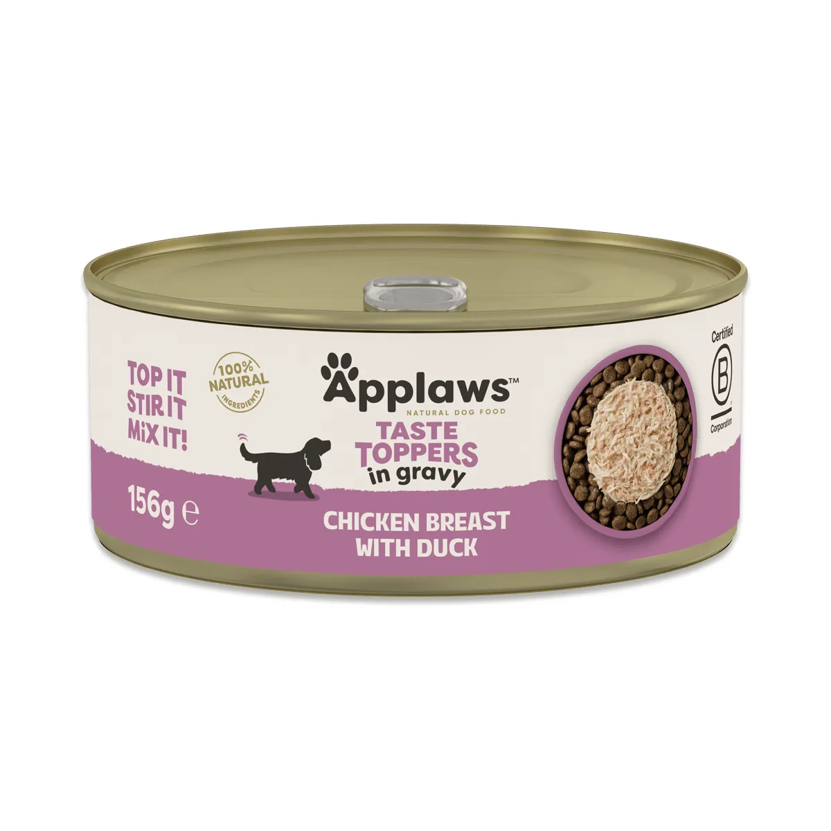 Hrană Umedă Câine Adult, APPLAWS Toppers, Pui și Rață în Sos, 156g