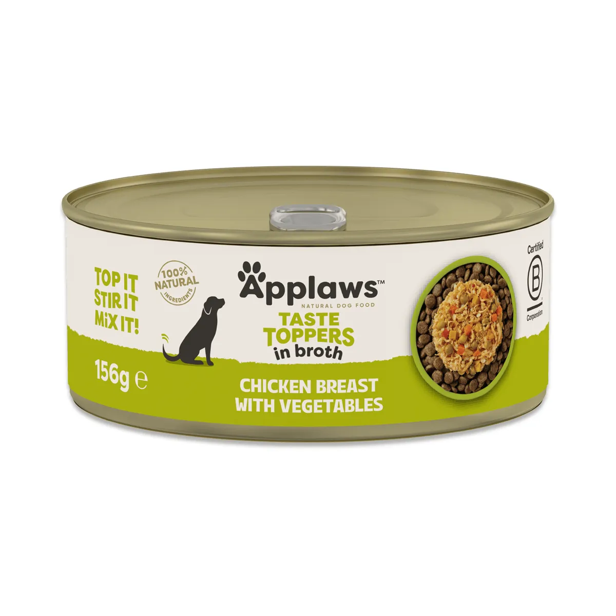 Hrană Umedă Câine Adult, APPLAWS Toppers, Pui și Vegetale în Supă, 156g