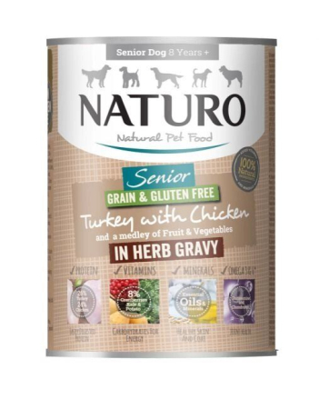 Câini - Hrana Umeda Caini NATURO Grain/Gluten Free Senior Curcan si Pui 390g
