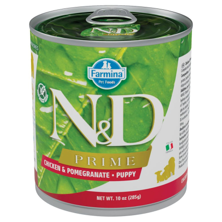 Câini - N&D Prime, Hrană Umedă Câine Junior, Pui și Rodie, 285g