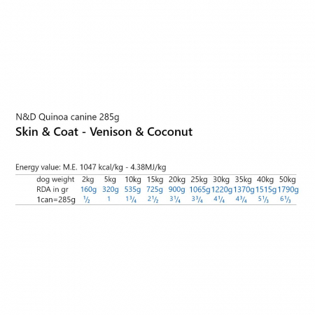 N&D Quinoa Piele și Blană, Hrană Umedă Câine Adult, Vânat și Cocos, 285g [1]