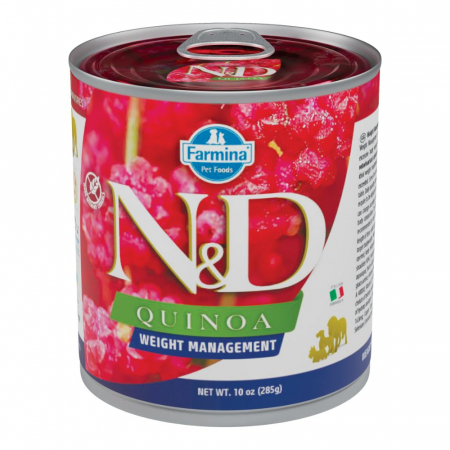 Câini - N&D Quinoa Controlul Greutății, Hrană Uscată Câine Adult, Miel, Broccoli și Sparanghel, 285g