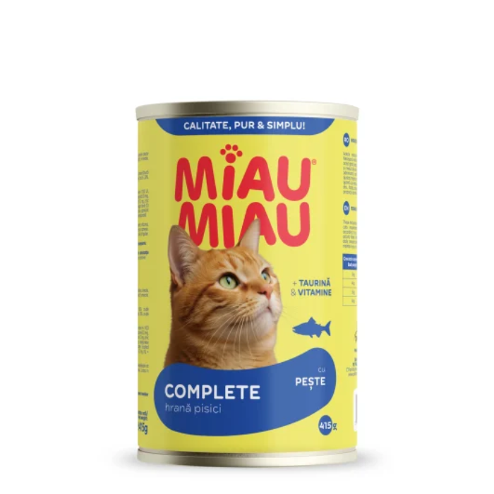Pisici - Hrană Umedă Pisică Adult, MIAU MIAU Conservă, Pește, 415g