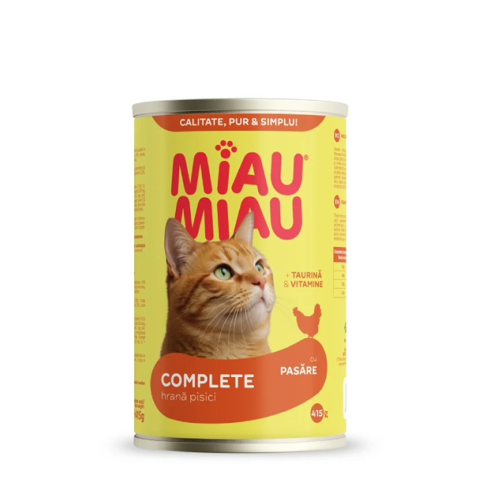 Pisică Adult - Hrană Umedă Pisică Adult, MIAU MIAU Conservă, Pui, 415g