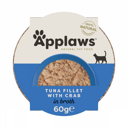 Pisică Adult - Applaws File de Ton si Crabi in Supa, Bol Hrana Umeda Pisica 60g