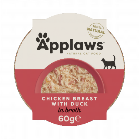 Pisică Adult - Applaws Piept de Pui si Rata in Supa, Bol Hrana Umeda Pisica 60g
