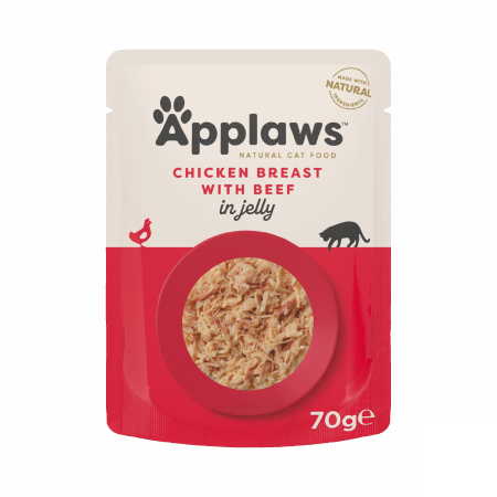 Pisică Adult - Applaws Plic cu Piept de Pui si Vita, Hrana Umeda Pisica in Aspic 70g