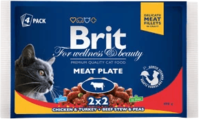 Pisică Adult - Hrana Umeda Pisici BRIT Premium by Nature Multipack Felii Carne 4x100g