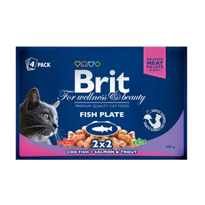 Pisică Adult - Hrana Umeda Pisici BRIT Premium by Nature Multipack Felii Peste 4x100g
