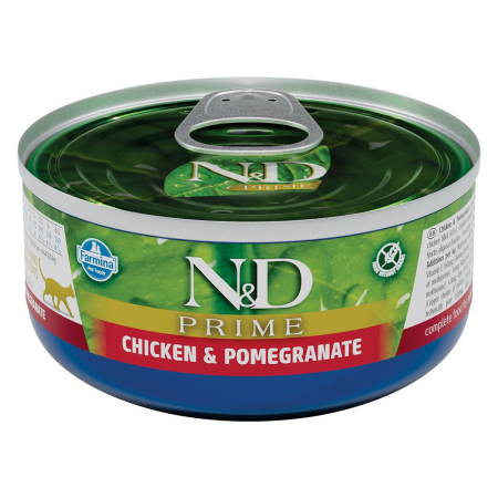 Pisică Adult - N&D Prime, Hrană Umedă Pisică Adult, Pui și Rodie, 70g