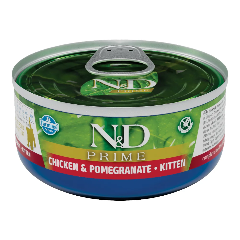 Pisică Junior - N&D Prime, Hrană Umedă Pisică Junior, Pui și Rodie, 70g