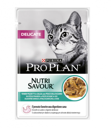 Pisici - Hrana Umeda Pisici PRO PLAN Adult Delicate Digestion Peste in Sos 85g