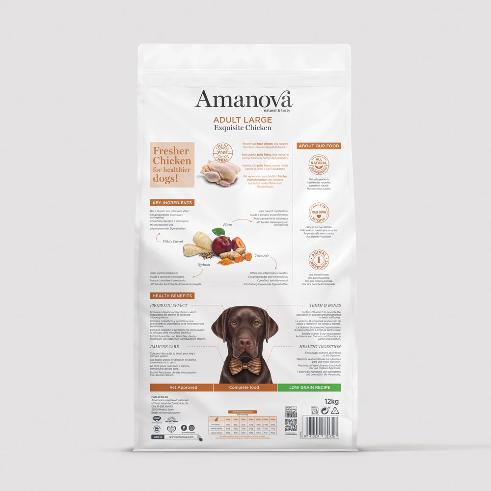 Hrană Uscată Câine Adult, AMANOVA Hipoalergenic, Talie Mare, Pui, 12kg [1]