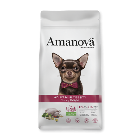 Hrană Uscată Câine Adult, AMANOVA Obesity, Hipoalergenic, Curcan, 2kg