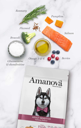 Hrană Uscată Câine Adult, AMANOVA Sensitive, Hipoalergenic, Somon, 2kg [2]