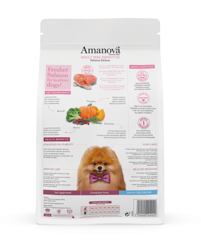 Hrană Uscată Câine Adult, AMANOVA Sensitive, Hipoalergenic, Talie Mică, Somon, 7kg [1]