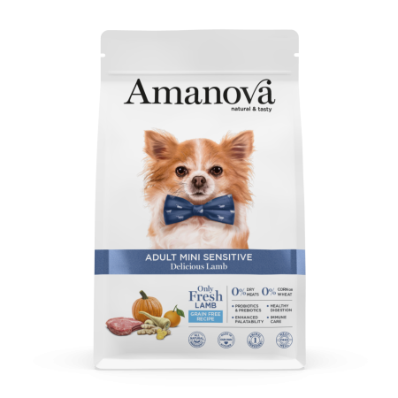 Hrană Uscată Câine Adult, AMANOVA Sensitive, Hipoalergenic, Talie Mică, Miel, 2kg
