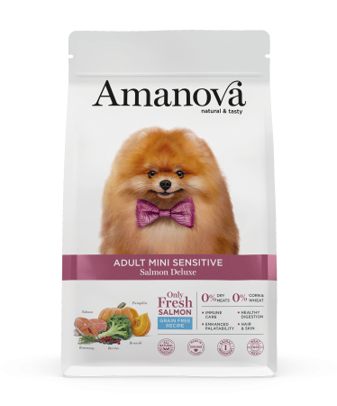 Câine Adult - Hrană Uscată Câine Adult, AMANOVA Sensitive, Hipoalergenic, Talie Mică, Somon, 2kg