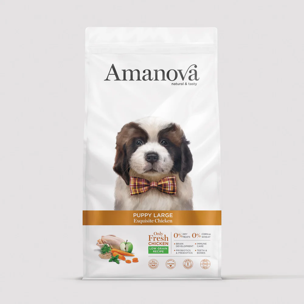 Hrană Uscată Câini - Hrană Uscată Câine Junior, AMANOVA, Hipoalergenic, Talie Mare, Pui, 12kg