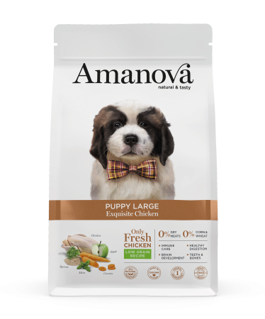 Hrană Uscată Câine Junior, AMANOVA, Hipoalergenic, Talie Mare, Pui, 12kg