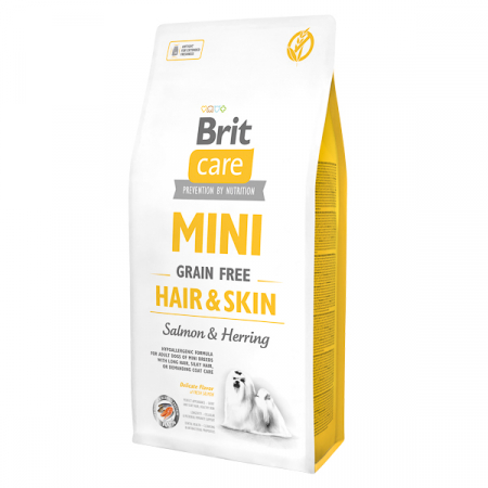 Câini - Hrana Uscata Caini BRIT Care Grain Free Mini Blana si Piele Somon si Hering 7kg