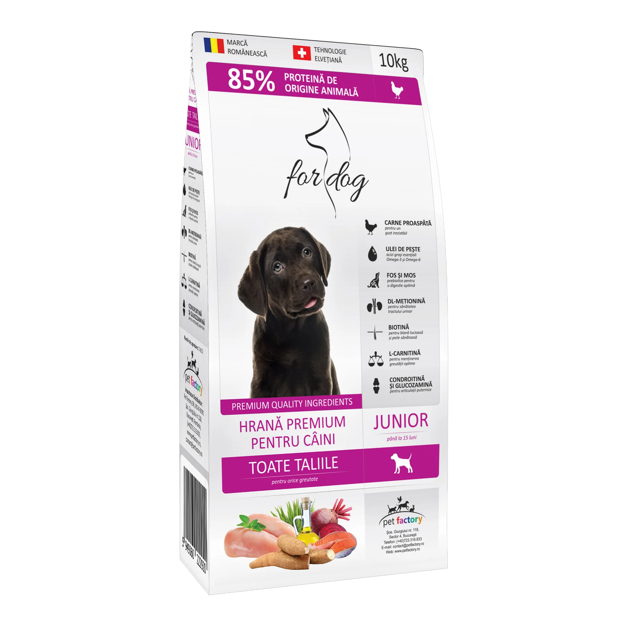Câini - FOR DOG Hrană Uscată Câine Junior, Pasăre, 10kg