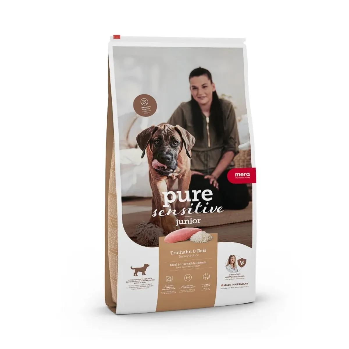 Câine Junior - Hrana Uscata Caini MERA Pure Sensitive Junior Curcan si Orez 4kg