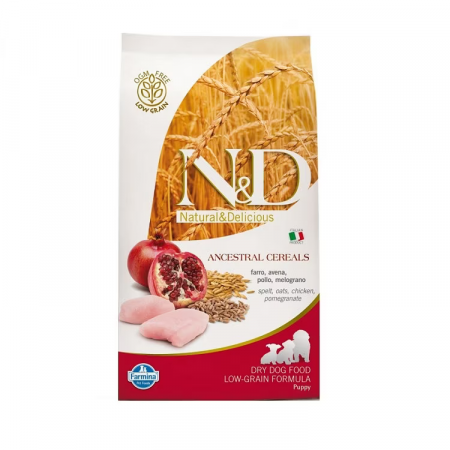 Hrana uscata Caini N&D Ancestral Grain Puppy Starter Pui si Rodie 2,5Kg – DELISTAT