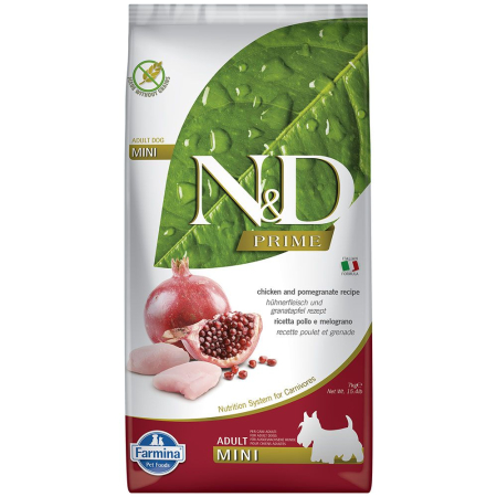 Hrana Uscata Caini N&D Prime Adult Mini Pui si Rodie 7kg – DELISTAT