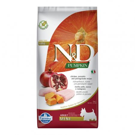 Hrana Uscata Caini N&D Pumpkin Mini Adult Pui, Dovleac si Rodie 2,5kg – DELISTAT