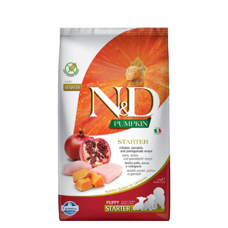 N&D Pumpkin Starter, Hrană Uscată Câine Junior, Pui, Rodie și Dovleac, 2.5kg
