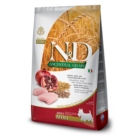 Hrana Uscata Caini ND ANCESTRAL GRAIN Pui, Grau Spelta, Ovaz si Rodie Adult Mini 7kg – DELISTAT