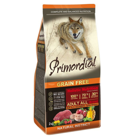 Câini - Hrana Uscata Caini PRIMORDIAL Holistic Grain-Free Adult cu Carne de Bivol si Macrou 12kg