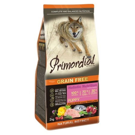 Câini - Hrana Uscata Caini PRIMORDIAL Holistic Grain-Free Puppy cu Carne de Pui si Peste Oceanic 12kg