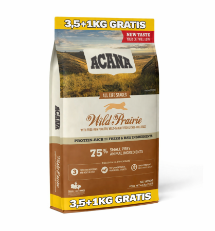 Pisică Adult - Hrana Uscată Pisică Adult, ACANA Wild Prairie, Pui, 3,5+1kg CADOU