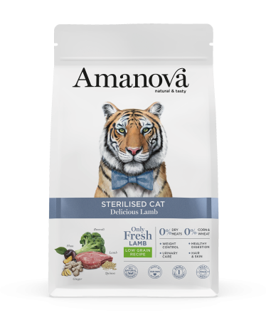 Hrană Uscată Pisică - Hrană Uscată Pisică Adult, AMANOVA, Sterilizat, Hipoalergenic, Miel, 4kg